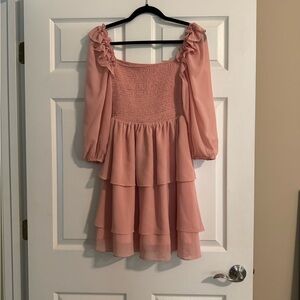 Pink Ruffled Tiered Dress
